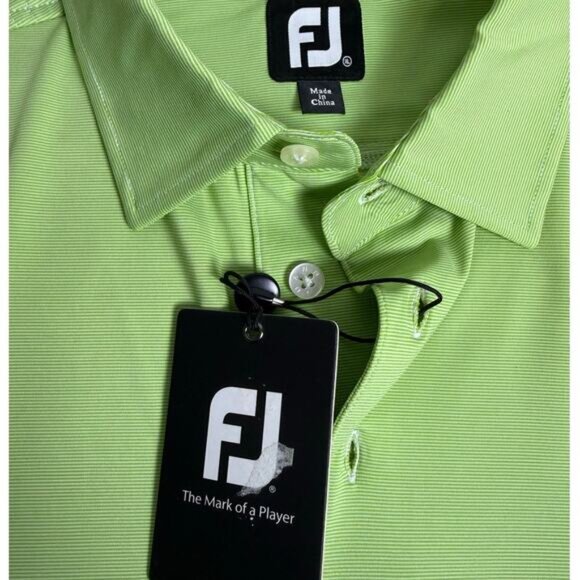 *NWT* FootJoy Mens Performance Golf Polo Lime Green Dri Fit Shirt, Size XL - Picture 2 of 5